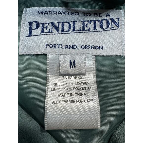 Pendleton Suede Leather Seafoam Full-Button Jacket Blazer Sz Med. Heritage Luxe - Picture 9 of 12
